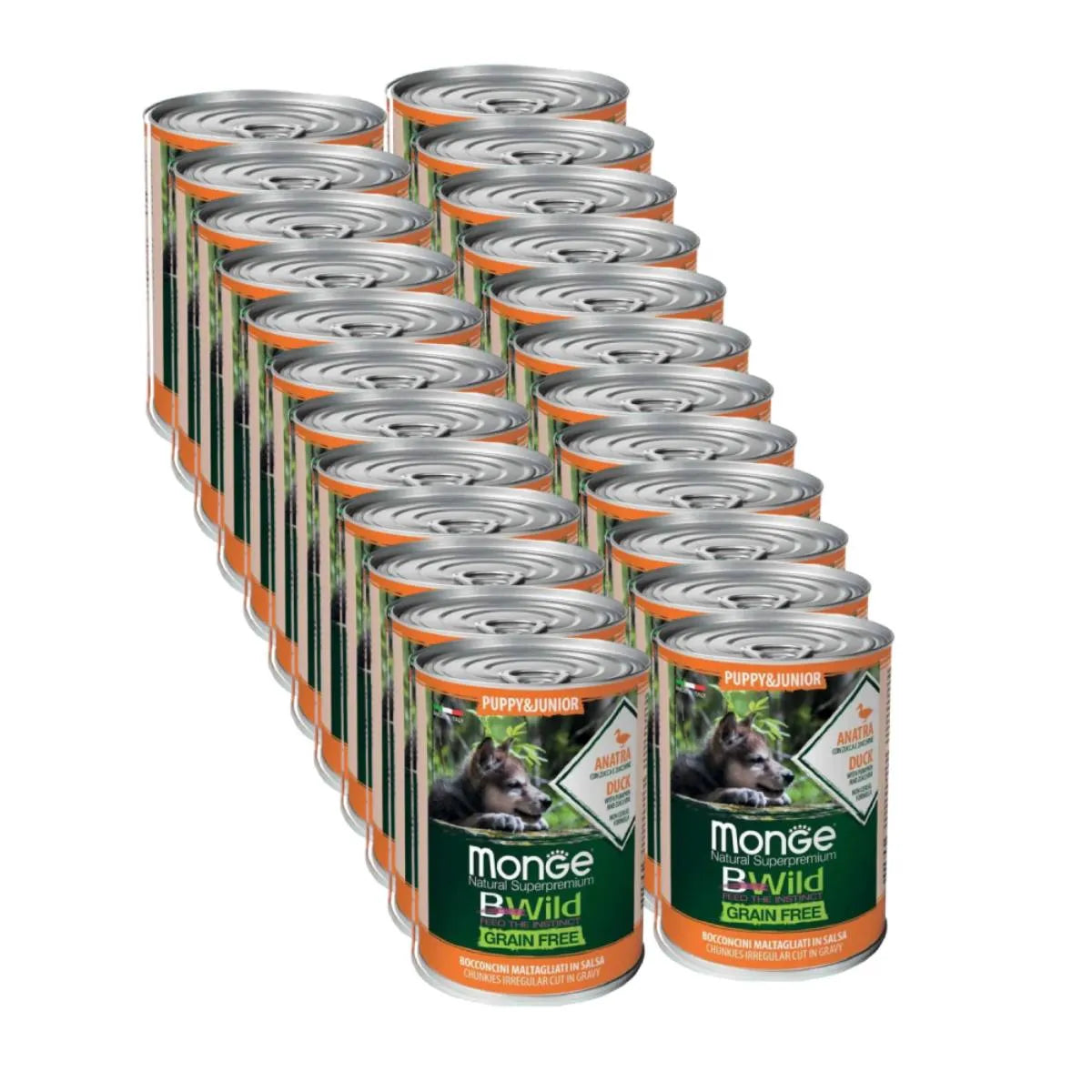 24x400g Monge BWild Puppy&Junior Anatra - Cuccioli Tutte Taglie 24x400g Monge BWild Puppy&Junior Anatra - Cuccioli Tutte Taglie